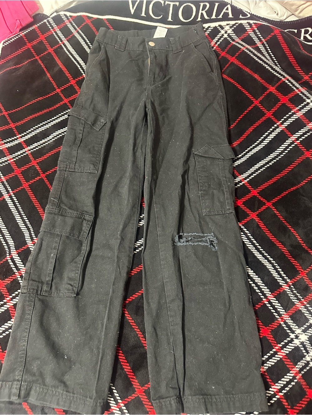 Milano Black Wide-Leg Cargo Pants